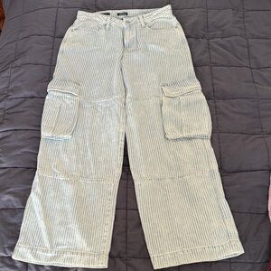 Wild Fable Striped Wide Leg Jeans - White and Blue